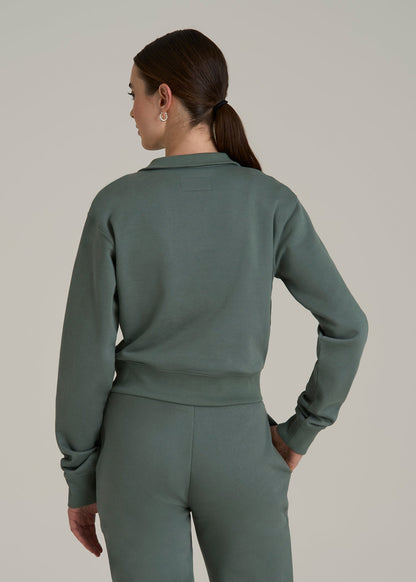 Wearever 2.0 Fleece Half-Zip Cropped Sweatshirt for Tall Women in Balsam Green