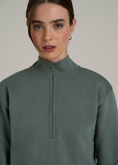 Wearever 2.0 Fleece Half-Zip Cropped Sweatshirt for Tall Women in Balsam Green