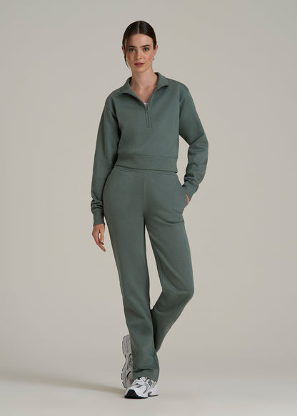 Wearever 2.0 Fleece Half-Zip Cropped Sweatshirt for Tall Women in Balsam Green