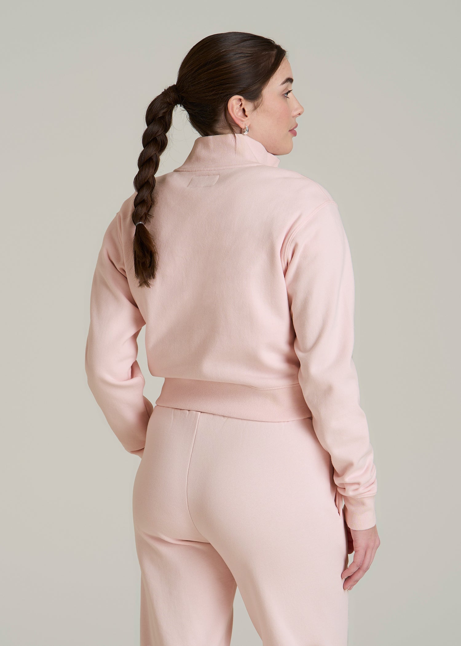 Wearever 2.0 Fleece Half-Zip Cropped Sweatshirt for Tall Women in Barely Pink