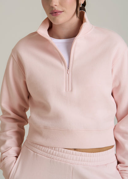 Wearever 2.0 Fleece Half-Zip Cropped Sweatshirt for Tall Women in Barely Pink
