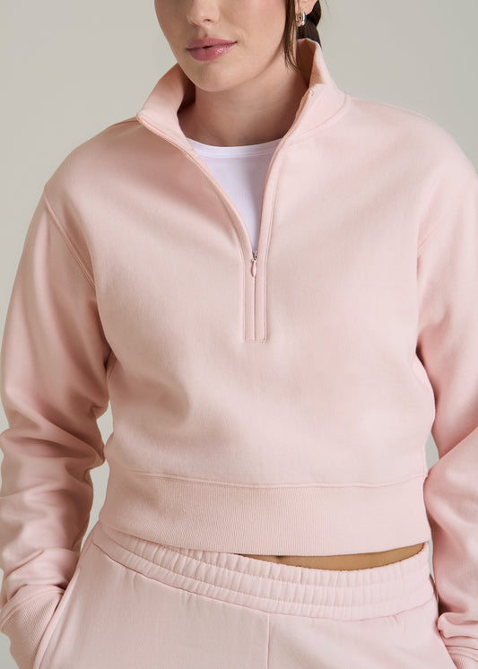 Wearever 2.0 Half-Zip Cropped Sweatshirt for Tall Women in Barely Pink