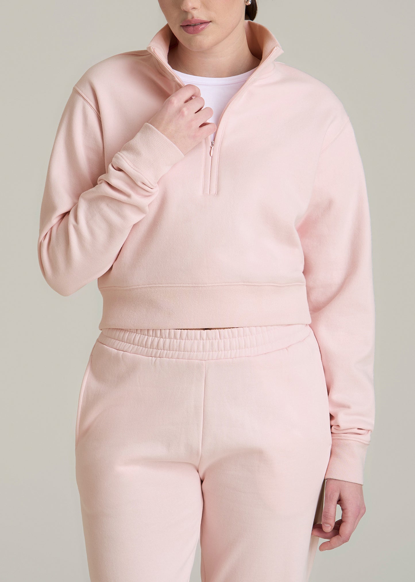 Wearever 2.0 Half-Zip Cropped Sweatshirt for Tall Women in Barely Pink