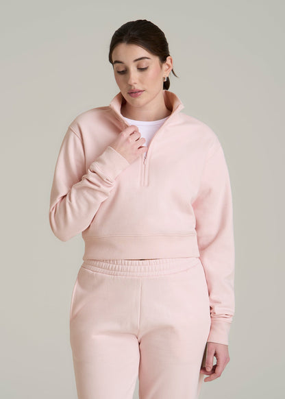 Wearever 2.0 Fleece Half-Zip Cropped Sweatshirt for Tall Women in Barely Pink