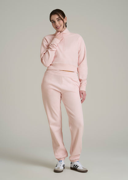 Wearever 2.0 Fleece Half-Zip Cropped Sweatshirt for Tall Women in Barely Pink