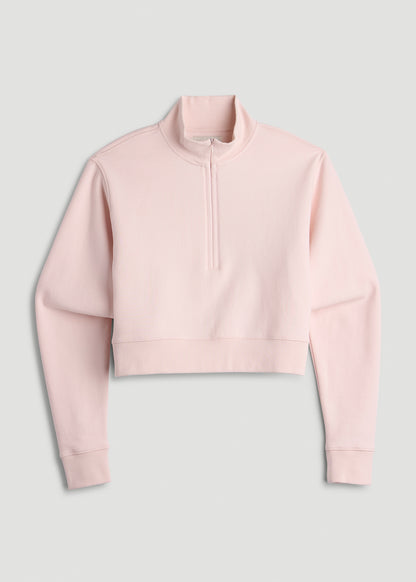 Wearever 2.0 Fleece Half-Zip Cropped Sweatshirt for Tall Women in Barely Pink