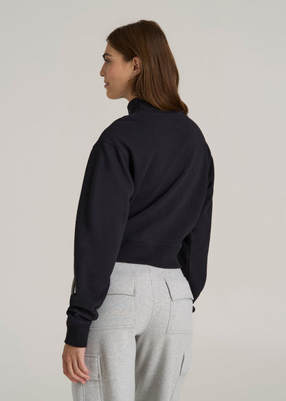 Wearever 2.0 Fleece Half-Zip Cropped Sweatshirt for Tall Women in Black