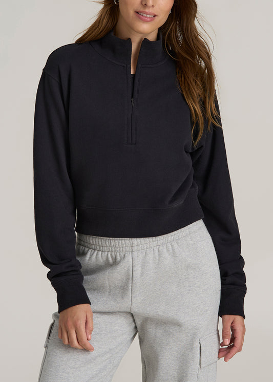 Wearever 2.0 Half Zip Cropped Sweatshirt for Tall Women in Black