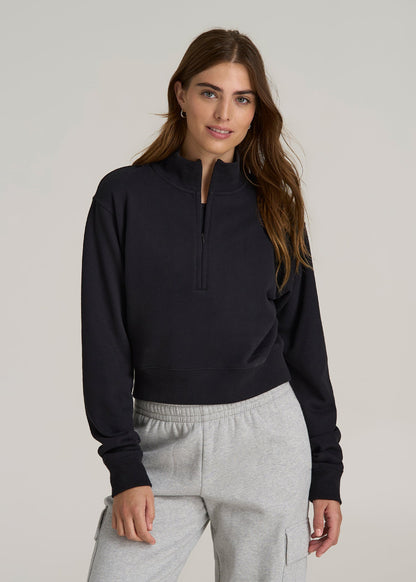 Wearever 2.0 Fleece Half-Zip Cropped Sweatshirt for Tall Women in Black