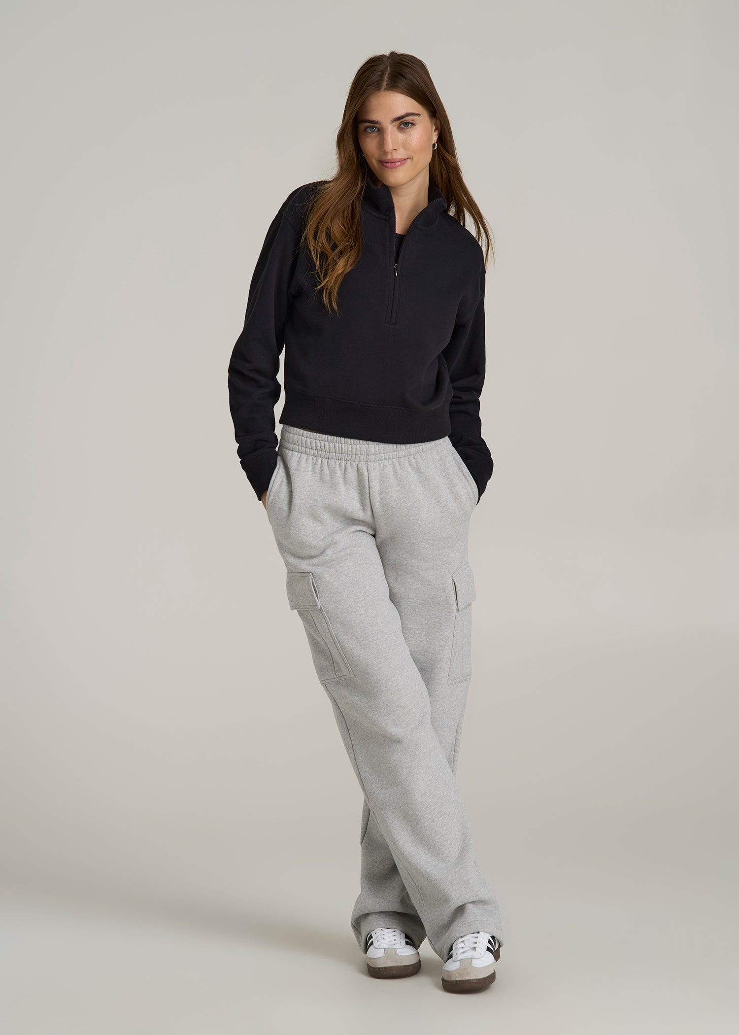 Wearever 2.0 Fleece Half-Zip Cropped Sweatshirt for Tall Women in Black