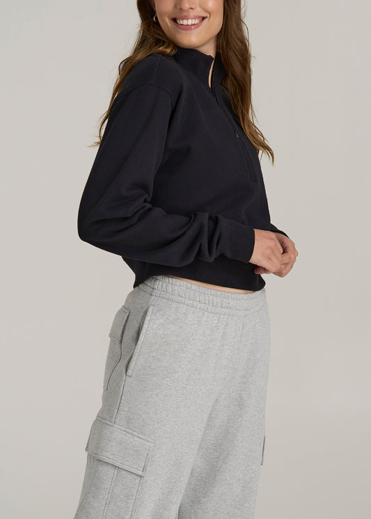 Wearever 2.0 Half Zip Cropped Sweatshirt for Tall Women in Black