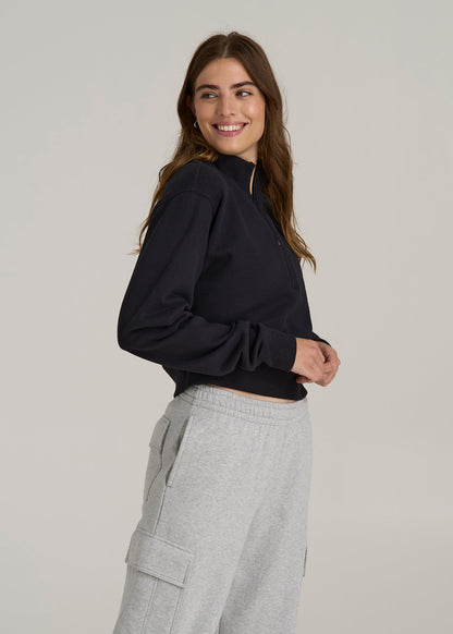 Wearever 2.0 Fleece Half-Zip Cropped Sweatshirt for Tall Women in Black