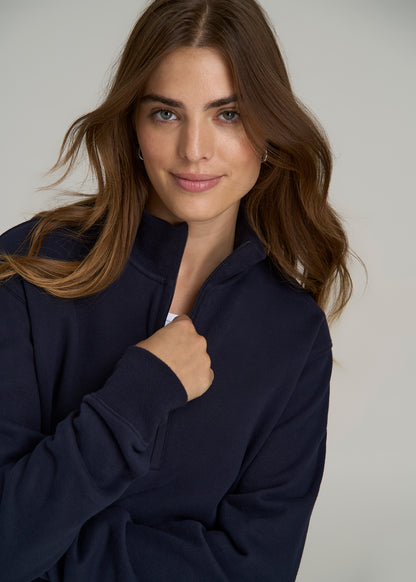Wearever 2.0 Fleece Half-Zip Cropped Sweatshirt for Tall Women in Evening Blue