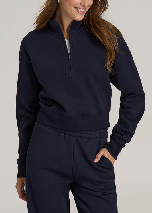 Wearever 2.0 Half Zip Cropped Sweatshirt for Tall Women in Evening Blue