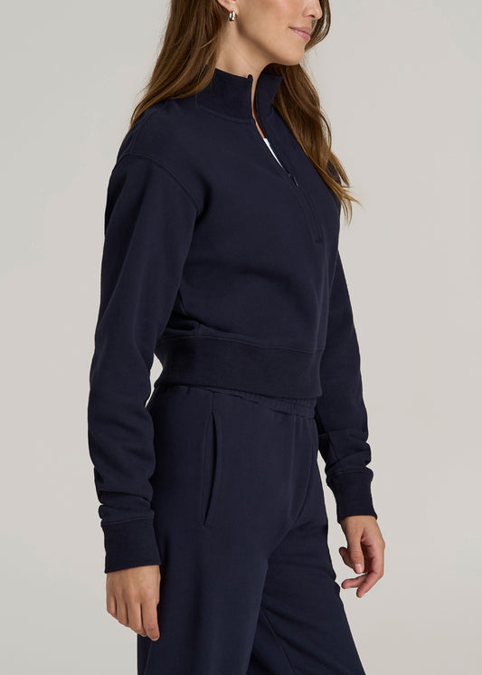 Wearever 2.0 Half-Zip Cropped Sweatshirt for Tall Women in Evening Blue