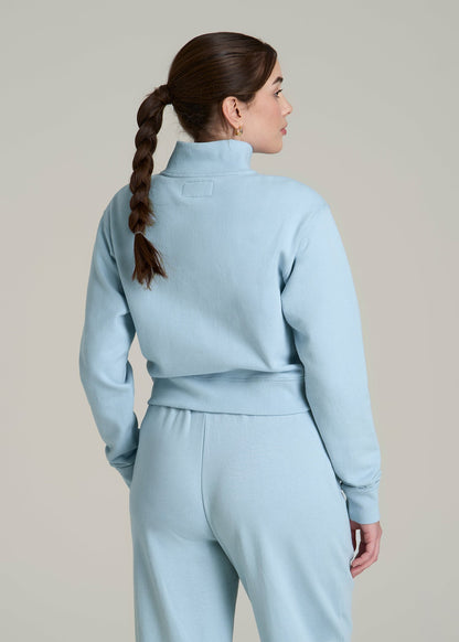 Wearever 2.0 Fleece Half-Zip Cropped Sweatshirt for Tall Women in Ice Blue
