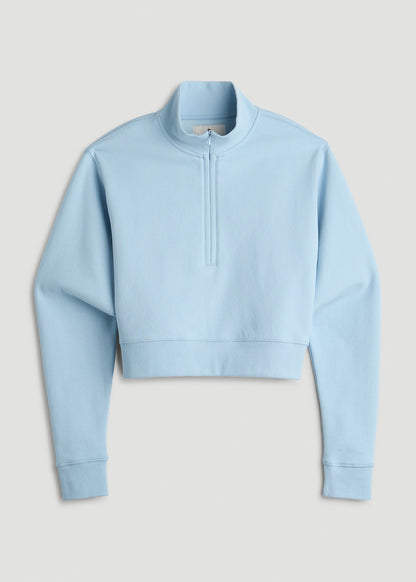 Wearever 2.0 Fleece Half-Zip Cropped Sweatshirt for Tall Women in Ice Blue