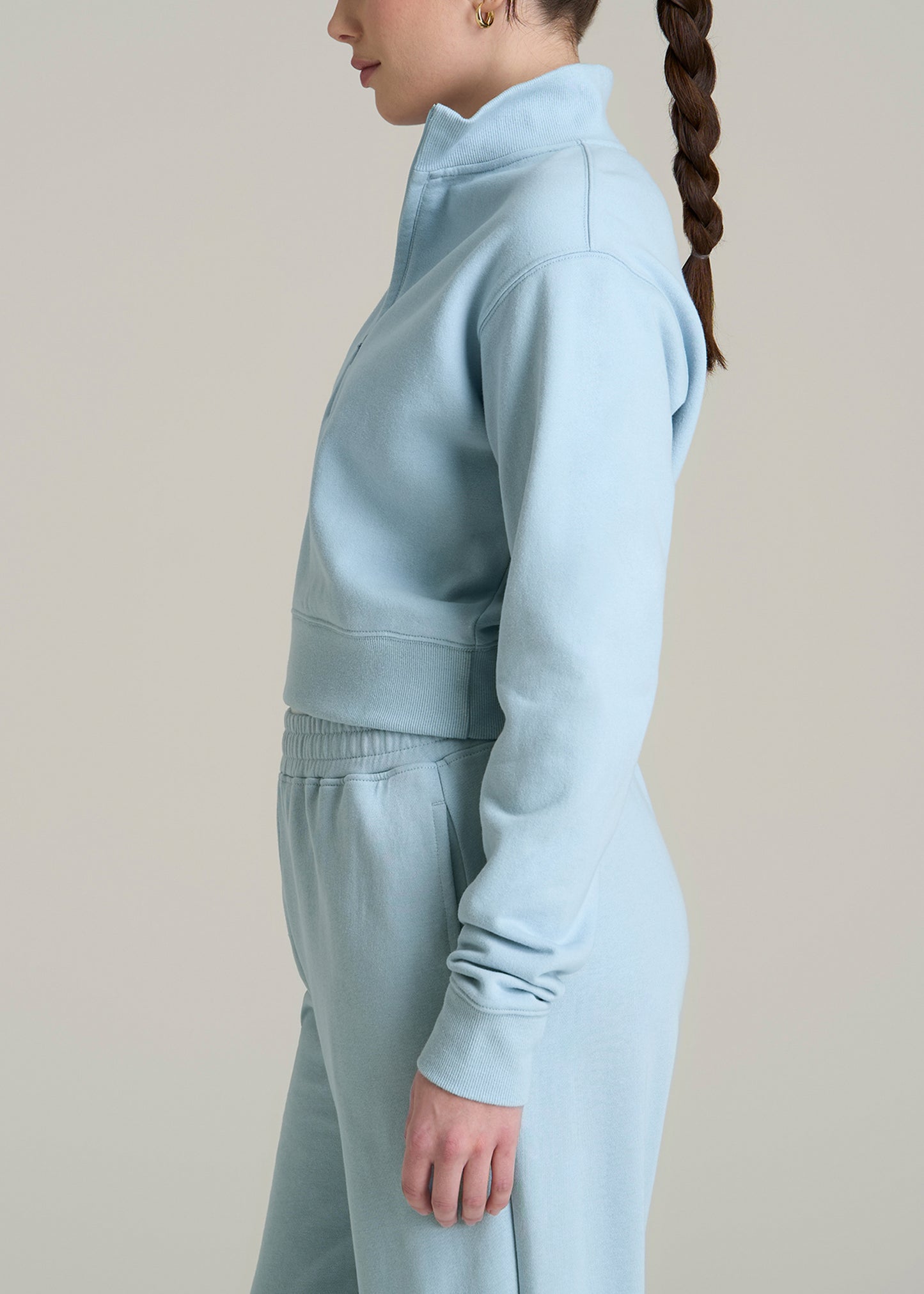 Wearever 2.0 Half-Zip Cropped Sweatshirt for Tall Women in Ice Blue