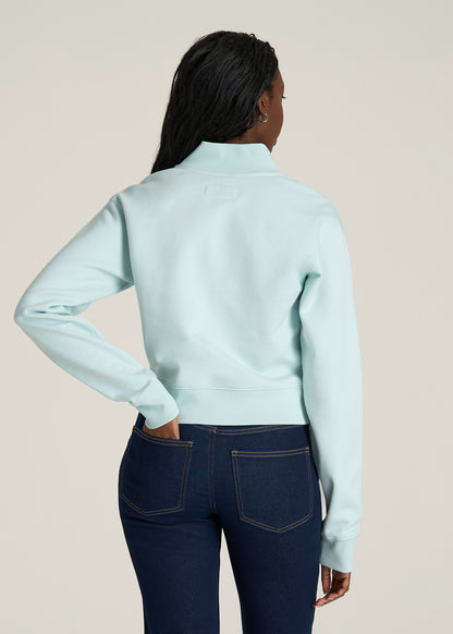 Wearever 2.0 Fleece Half-Zip Cropped Sweatshirt for Tall Women in Opal Blue
