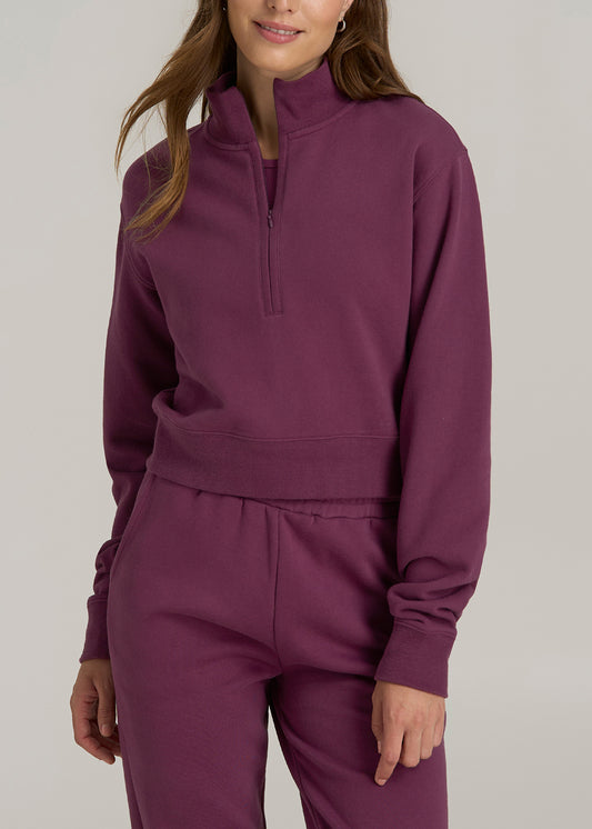 Wearever 2.0 Half Zip Cropped Sweatshirt for Tall Women in Purple Gumdrop