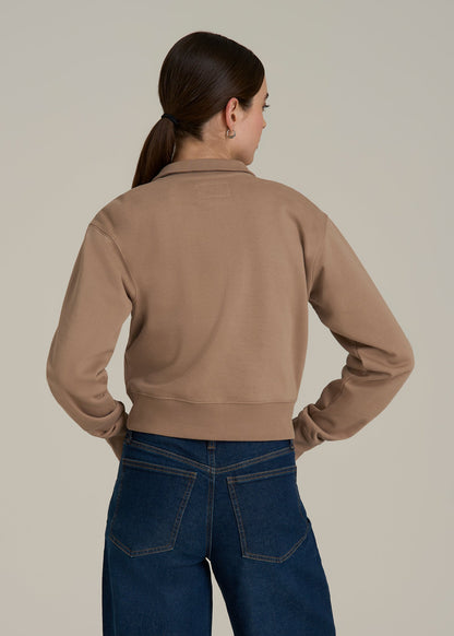 Wearever 2.0 Fleece Half-Zip Cropped Sweatshirt for Tall Women in Woodsmoke