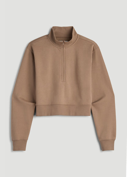 Wearever 2.0 Fleece Half-Zip Cropped Sweatshirt for Tall Women in Woodsmoke