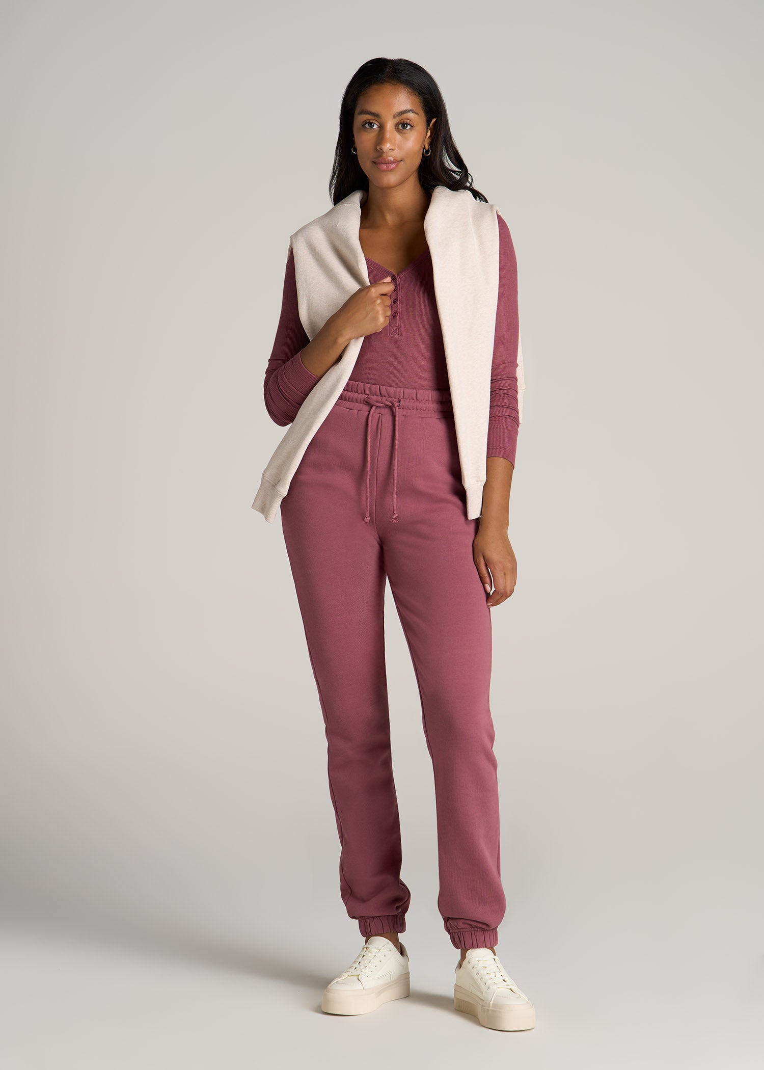 Women's Tall Wearever High-Waisted Garment-Dyed Sweatpants Smoked Mauve