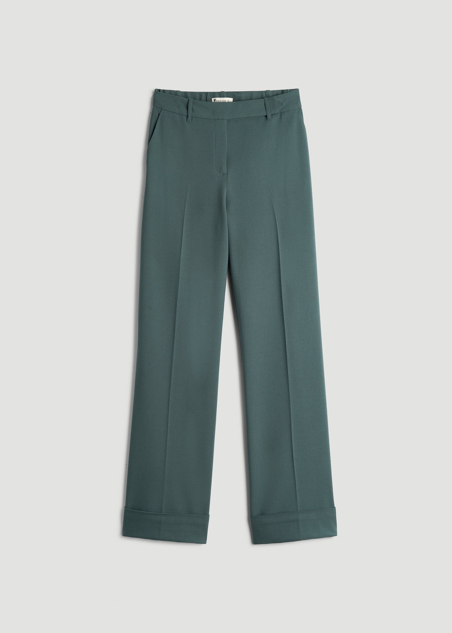 Wide-Leg Cuffed Pants for Tall Women in Balsam Green