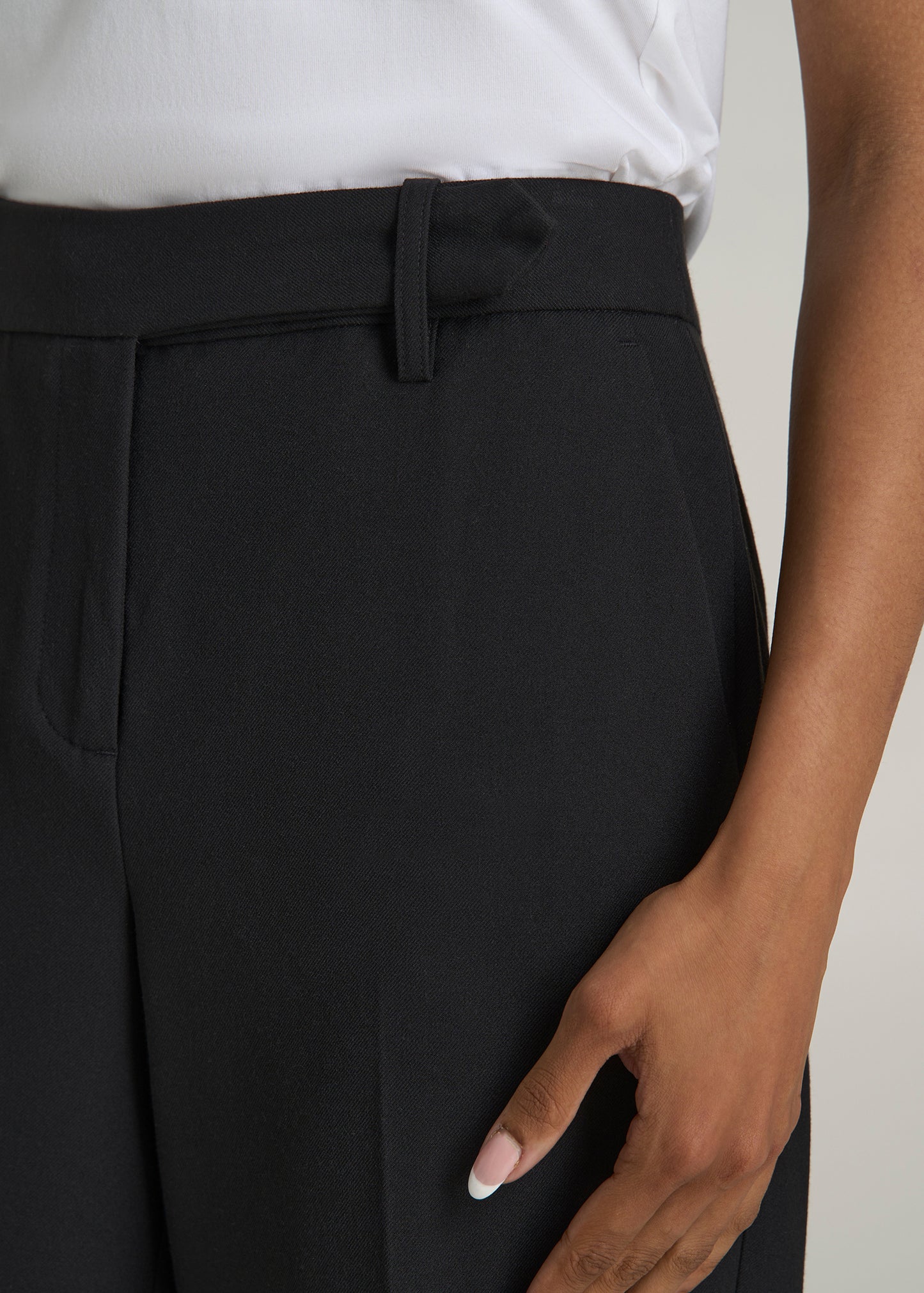 Wide Leg Cuffed Pants for Tall Women in Black