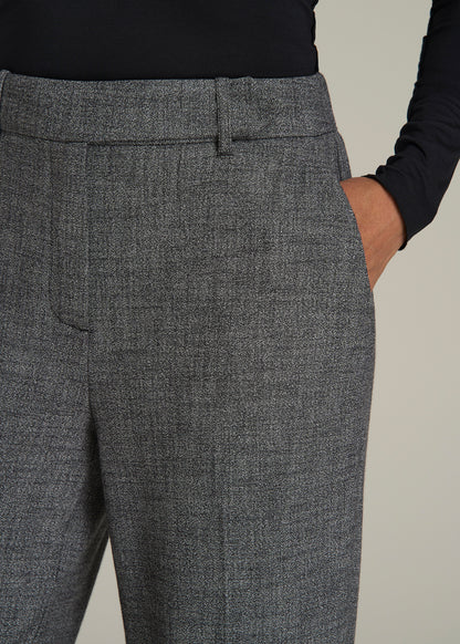 Wide-Leg Cuffed Pants for Tall Women in Black and Grey Tweed