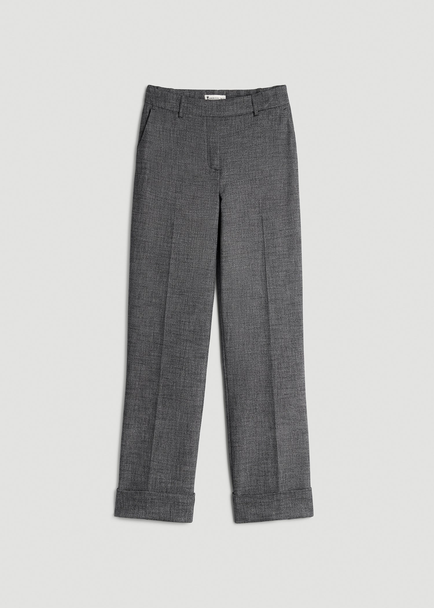 Wide-Leg Cuffed Pants for Tall Women in Black and Grey Tweed