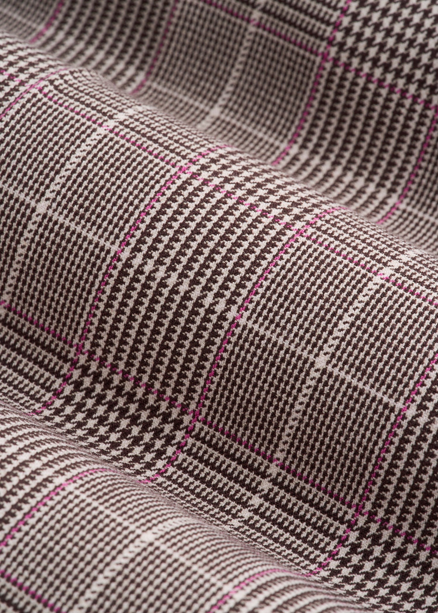 Wide-Leg Cuffed Pants for Tall Women in Espresso and Magenta Houndstooth