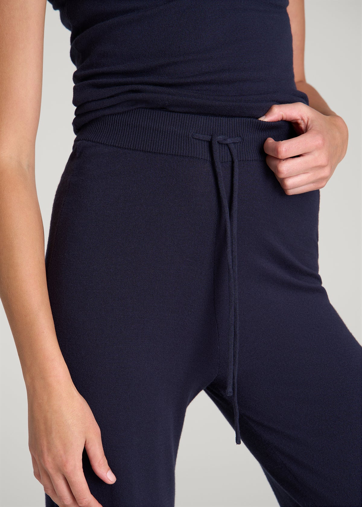 Wide Leg Knit Lounge Pants for Tall Women in Royal Navy