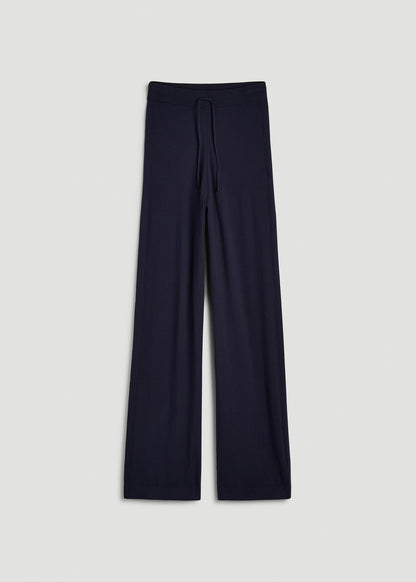 Wide Leg Knit Lounge Pants for Tall Women in Royal Navy
