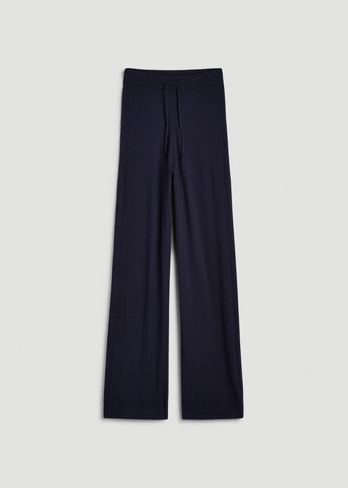 Wide Leg Knit Lounge Pants for Tall Women in Royal Navy