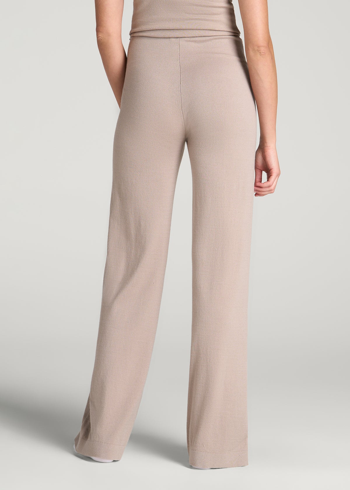 Wide Leg Knit Lounge Pants for Tall Women in Simply Taupe