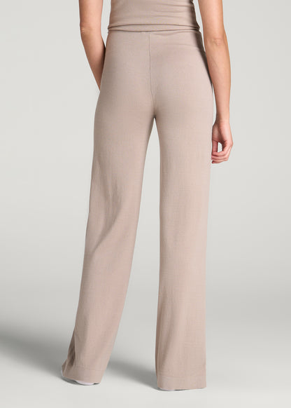 Wide Leg Knit Lounge Pants for Tall Women in Simply Taupe