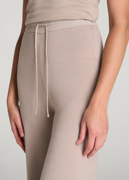 Wide Leg Knit Lounge Pants for Tall Women in Simply Taupe