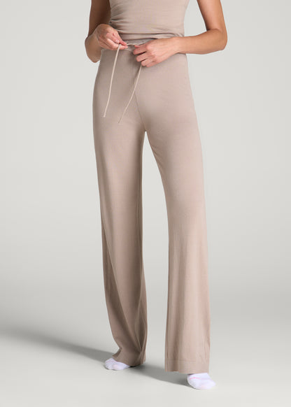 Wide Leg Knit Lounge Pants for Tall Women in Simply Taupe