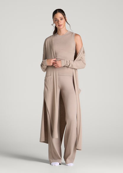 Wide Leg Knit Lounge Pants for Tall Women in Simply Taupe