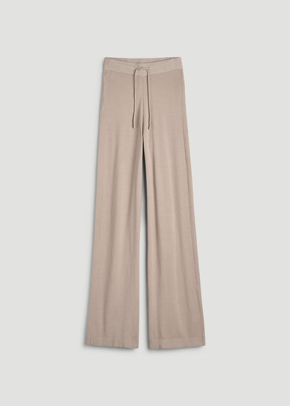 Wide Leg Knit Lounge Pants for Tall Women in Simply Taupe