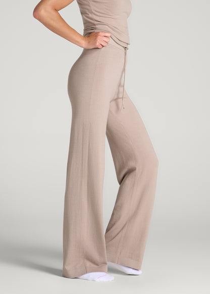 Wide Leg Knit Lounge Pants for Tall Women in Simply Taupe