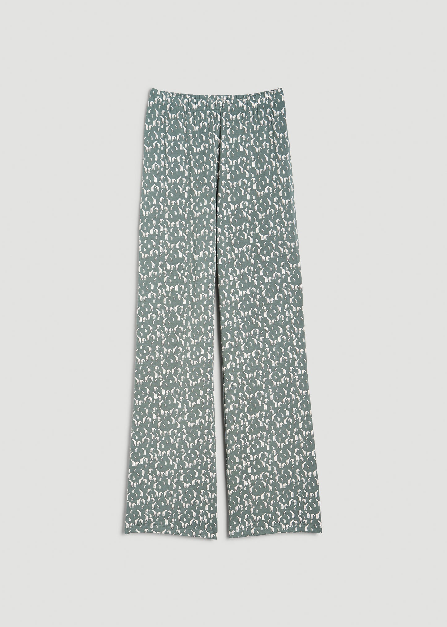 Wide Leg Women's Tall Pajama Pants in Malachite Green Giraffe Print