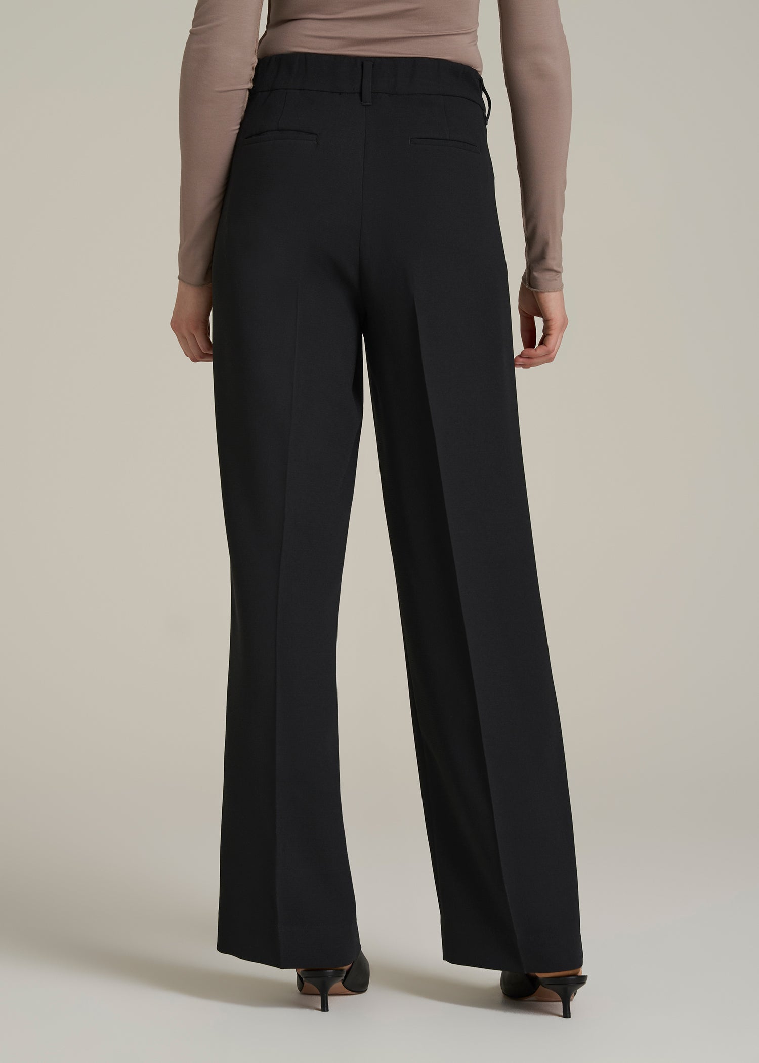 Wide Leg Pleated Dress Pants 2.0 for Tall Women in Black