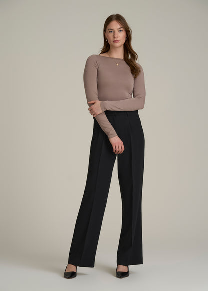 Wide Leg Pleated Dress Pants 2.0 for Tall Women in Black