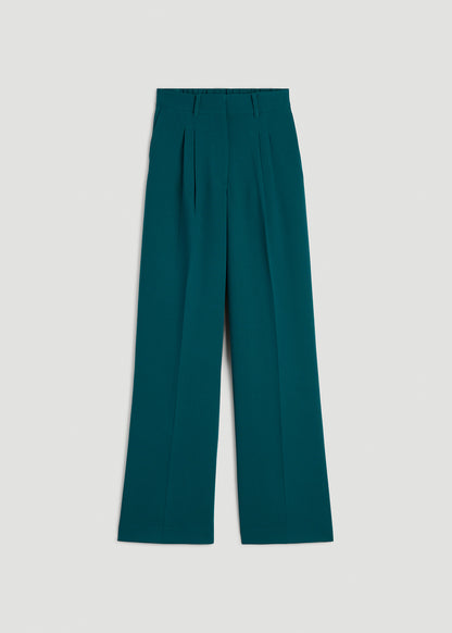 Wide Leg Pleated Dress Pants 2.0 for Tall Women in Deep Teal