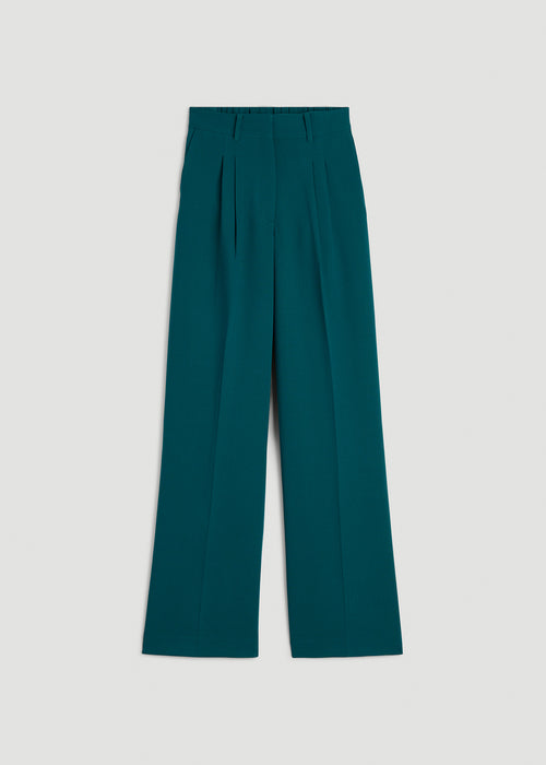 Wide Leg Pleated Dress Pants 2.0 for Tall Women in Deep Teal