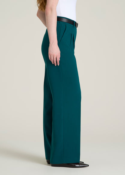 Wide Leg Pleated Dress Pants 2.0 for Tall Women in Deep Teal