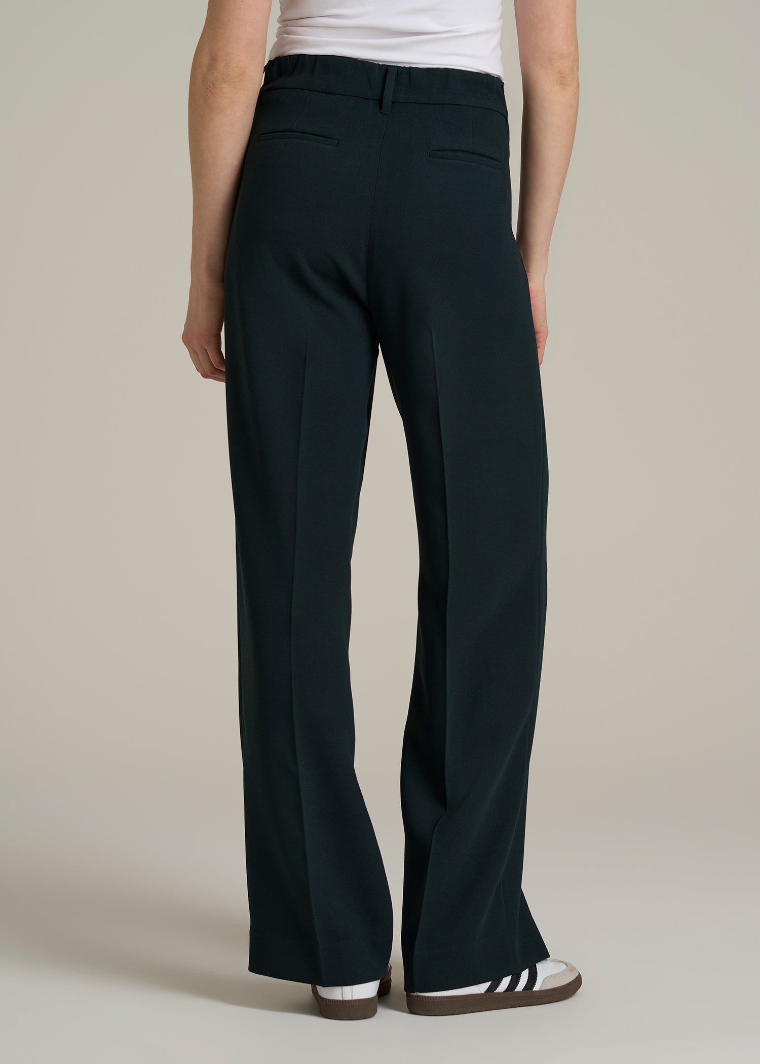 Wide Leg Pleated Dress Pants 2.0 for Tall Women in Midnight Green