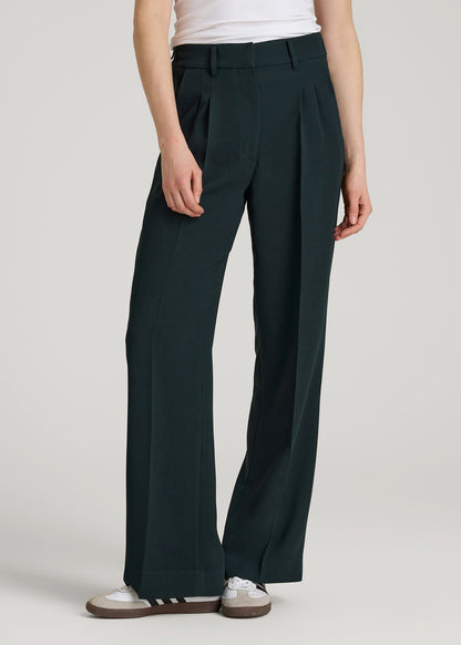 Wide Leg Pleated Dress Pants 2.0 for Tall Women in Midnight Green 4 / Tall / Midnight Green Wide Leg Pleated Dress Pants 2.0 for Tall Women in Midnight Green 4 / Tall / Midnight Green